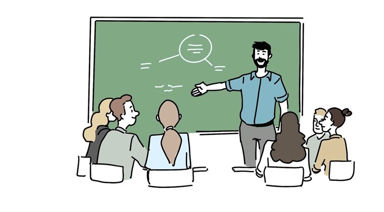 Illustration af undervisning på et kursus