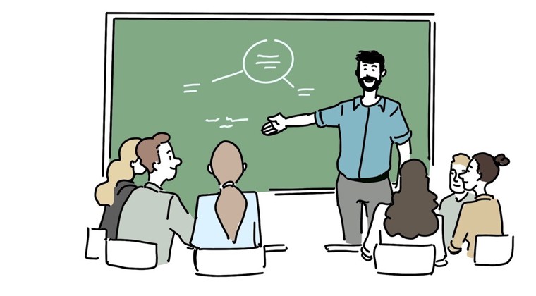 Illustration af undervisning på et kursus